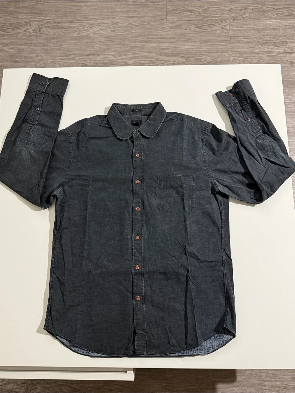 J. Crew Men's Navy Button-Down Casual Shirt Size L vintage